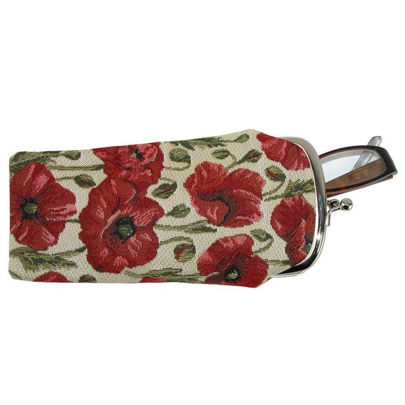 CTM Women's Poppy Print Tapestry Glasses Case - Picture 2 of 2